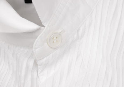 ISSEY MIYAKE MEN Front Bias Pleat Long Sleeve Shirt White Size 2