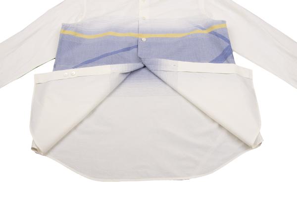 ISSEY MIYAKE MEN A-POC INSIDE Shirt Cream/Blue Size 2