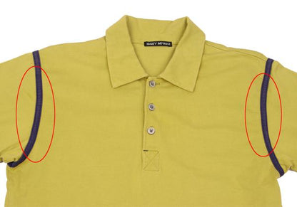 ISSEY MIYAKE MEN Piping Design Polo Yellow Green Size 2