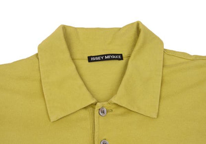 ISSEY MIYAKE MEN Piping Design Polo Yellow Green Size 2