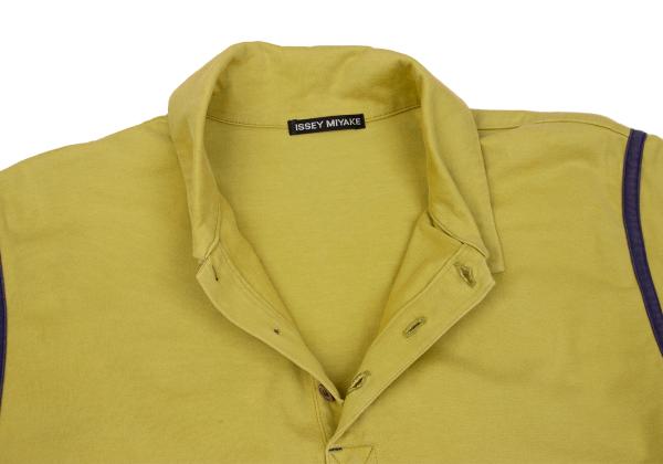 ISSEY MIYAKE MEN Piping Design Polo Yellow Green Size 2
