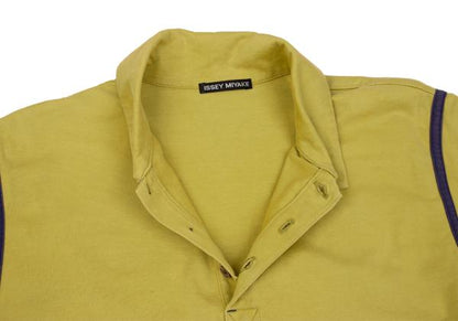 ISSEY MIYAKE MEN Piping Design Polo Yellow Green Size 2