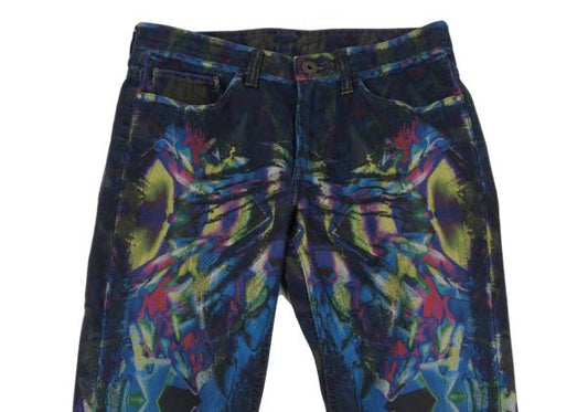 ISSEY MIYAKE MEN 14AW Kaleidoscope Blue Multi Jeans Size 2