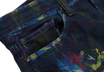 ISSEY MIYAKE MEN 14AW Kaleidoscope Blue Multi Jeans Size 2