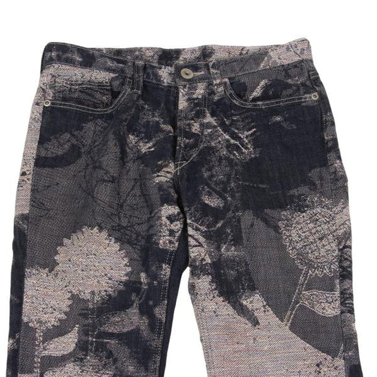 ISSEY MIYAKE MEN Indigo Sunflower Jacquard Denim Size 2