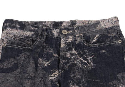 ISSEY MIYAKE MEN Indigo Sunflower Jacquard Denim Size 2