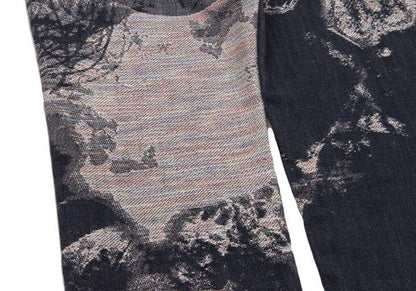 ISSEY MIYAKE MEN Indigo Sunflower Jacquard Denim Size 2