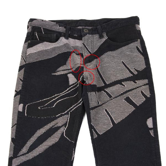 ISSEY MIYAKE MEN Indigo Graphic Jacquard Denim Size 3