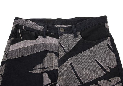 ISSEY MIYAKE MEN Indigo Graphic Jacquard Denim Size 3