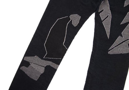 ISSEY MIYAKE MEN Indigo Graphic Jacquard Denim Size 3