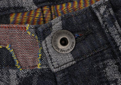 ISSEY MIYAKE MEN Colorful Graphic Jacquard Jeans Blue Size 2
