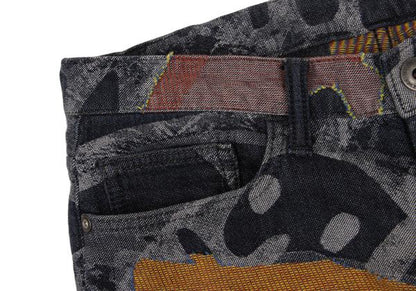 ISSEY MIYAKE MEN Colorful Graphic Jacquard Jeans Blue Size 2