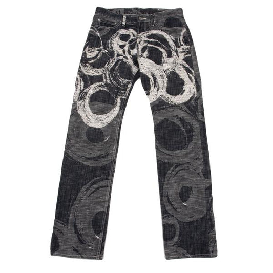 ISSEY MIYAKE MEN Cotton Graphic Jacquard Jeans Blue Size 2