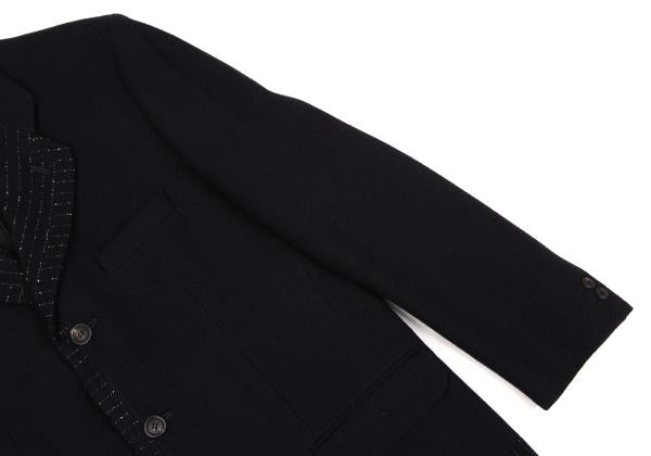 ISSEY MIYAKE MEN Wool Stitch Design Jacket Navy Size XL