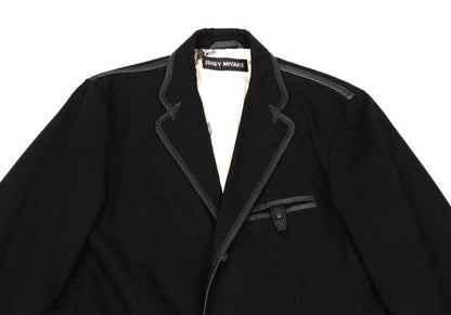 ISSEY MIYAKE MEN Leather Piping Canvas Jacket Black Size 2