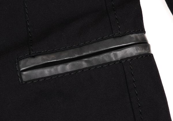 ISSEY MIYAKE MEN Leather Piping Canvas Jacket Black Size 2