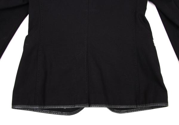 ISSEY MIYAKE MEN Leather Piping Canvas Jacket Black Size 2