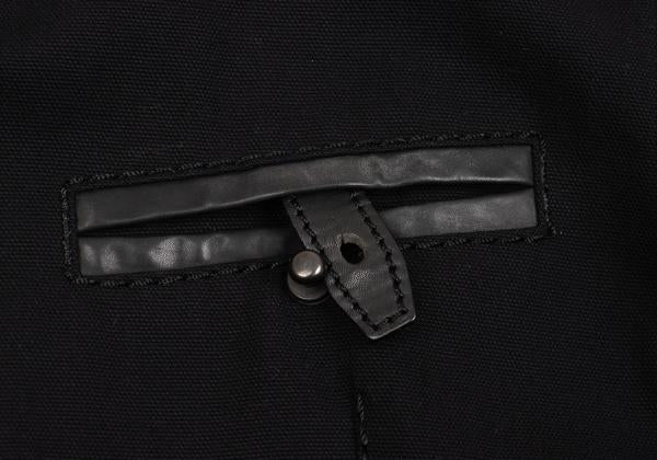 ISSEY MIYAKE MEN Leather Piping Canvas Jacket Black Size 2