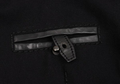 ISSEY MIYAKE MEN Leather Piping Canvas Jacket Black Size 2