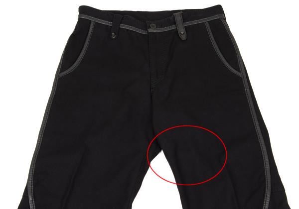 ISSEY MIYAKE MEN Black Leather Piping Canvas Pants Size 2