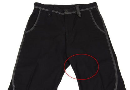 ISSEY MIYAKE MEN Black Leather Piping Canvas Pants Size 2