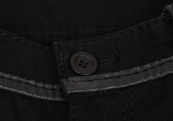 ISSEY MIYAKE MEN Black Leather Piping Canvas Pants Size 2