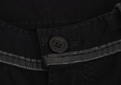 ISSEY MIYAKE MEN Black Leather Piping Canvas Pants Size 2