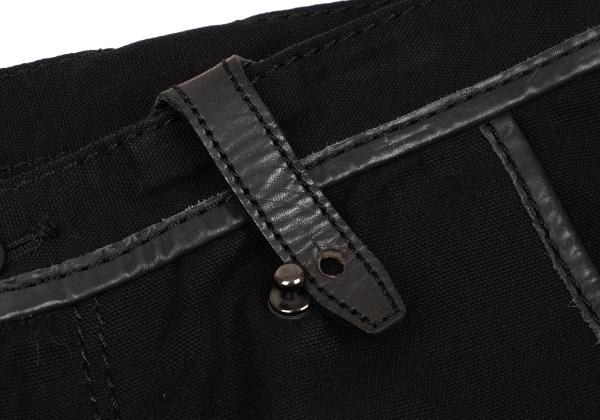 ISSEY MIYAKE MEN Black Leather Piping Canvas Pants Size 2