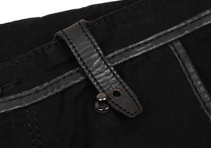 ISSEY MIYAKE MEN Black Leather Piping Canvas Pants Size 2