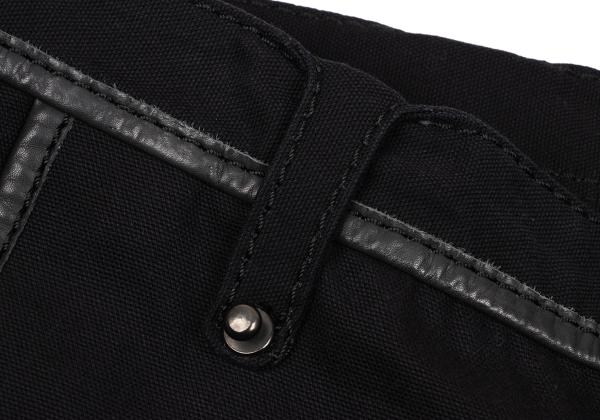 ISSEY MIYAKE MEN Black Leather Piping Canvas Pants Size 2