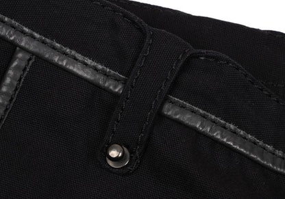 ISSEY MIYAKE MEN Black Leather Piping Canvas Pants Size 2