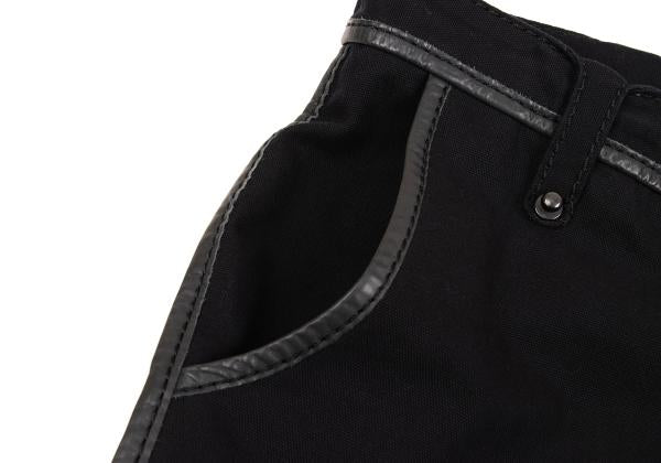 ISSEY MIYAKE MEN Black Leather Piping Canvas Pants Size 2