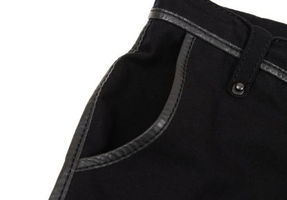 ISSEY MIYAKE MEN Black Leather Piping Canvas Pants Size 2