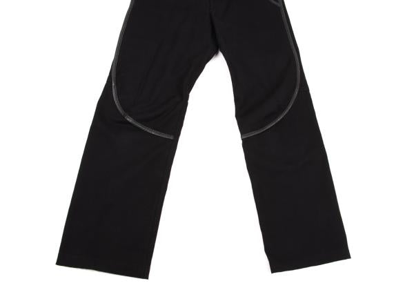 ISSEY MIYAKE MEN Black Leather Piping Canvas Pants Size 2