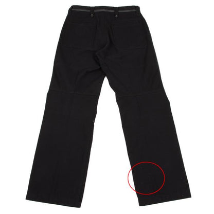 ISSEY MIYAKE MEN Black Leather Piping Canvas Pants Size 2