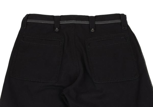 ISSEY MIYAKE MEN Black Leather Piping Canvas Pants Size 2