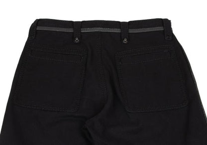 ISSEY MIYAKE MEN Black Leather Piping Canvas Pants Size 2