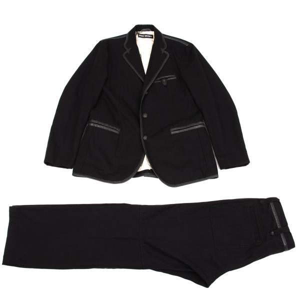 ISSEY MIYAKE MEN Black Leather Piping Canvas Pants Size 2