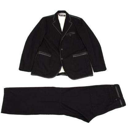 ISSEY MIYAKE MEN Black Leather Piping Canvas Pants Size 2