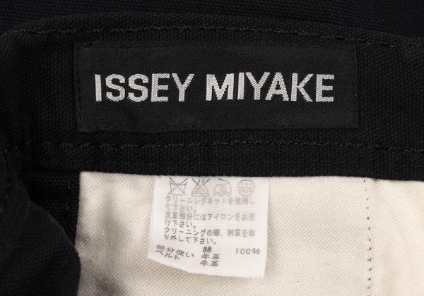 ISSEY MIYAKE MEN Black Leather Piping Canvas Pants Size 2