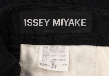 ISSEY MIYAKE MEN Black Leather Piping Canvas Pants Size 2