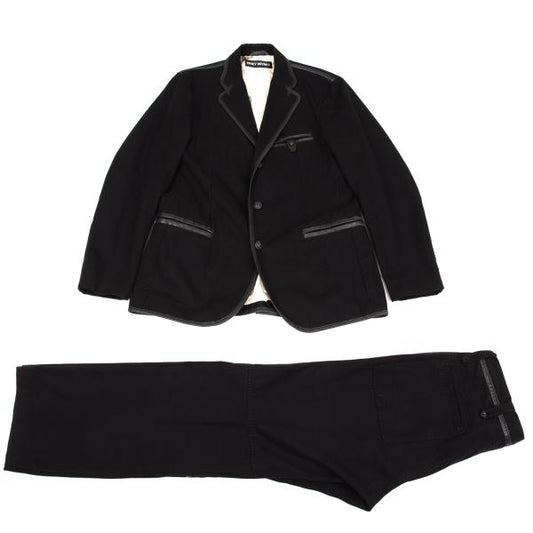 ISSEY MIYAKE MEN Leather Piping Canvas Jacket Black Size 2