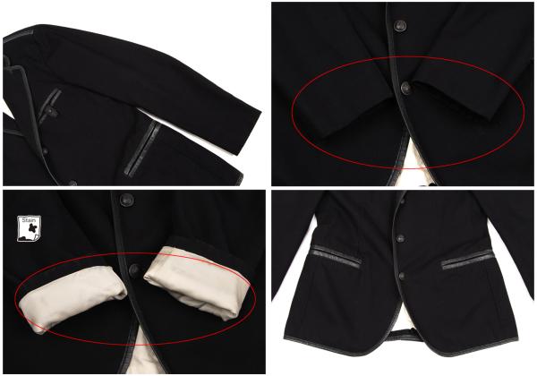 ISSEY MIYAKE MEN Leather Piping Canvas Jacket Black Size 2