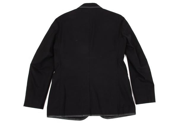 ISSEY MIYAKE MEN Leather Piping Canvas Jacket Black Size 2