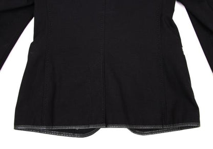 ISSEY MIYAKE MEN Leather Piping Canvas Jacket Black Size 2