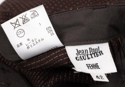 Jean Paul GAULTIER FEMME Wool Blend Pin Pants Brown Size 42