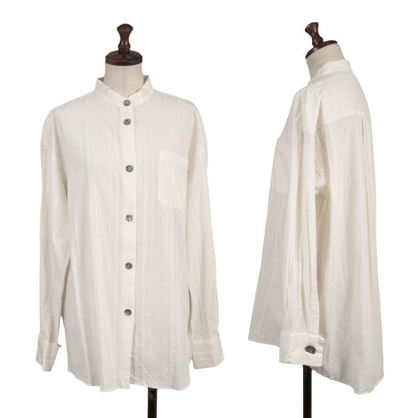 ROMEO GIGLI Cotton Striped Mao Collar Blouse White Shirt Size 9T