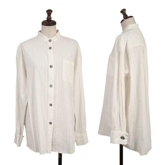 ROMEO GIGLI Cotton Striped Mao Collar Blouse White Shirt Size 9T