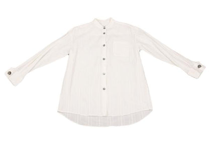 ROMEO GIGLI Cotton Striped Mao Collar Blouse White Shirt Size 9T