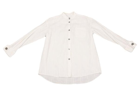 ROMEO GIGLI Cotton Striped Mao Collar Blouse White Shirt Size 9T